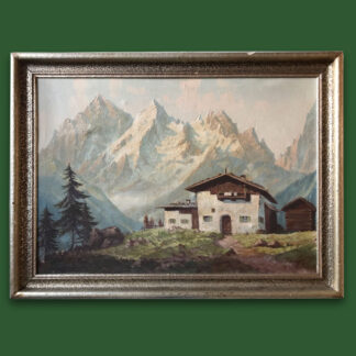 Berghütte Ölgemälde gerahmt